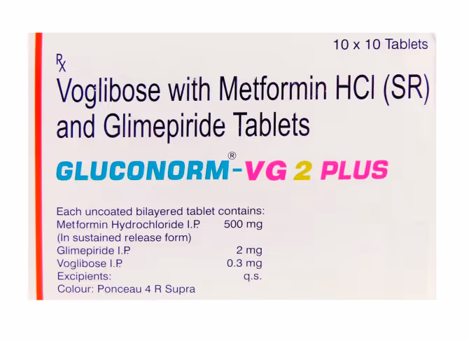 Gluconorm VG 2 Plus Tablet 10's