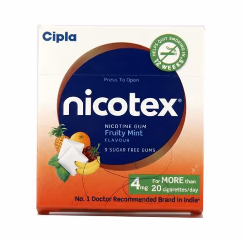 Nicotex Fruity Mint Flavour Sugar Free 4mg Gum 9'S